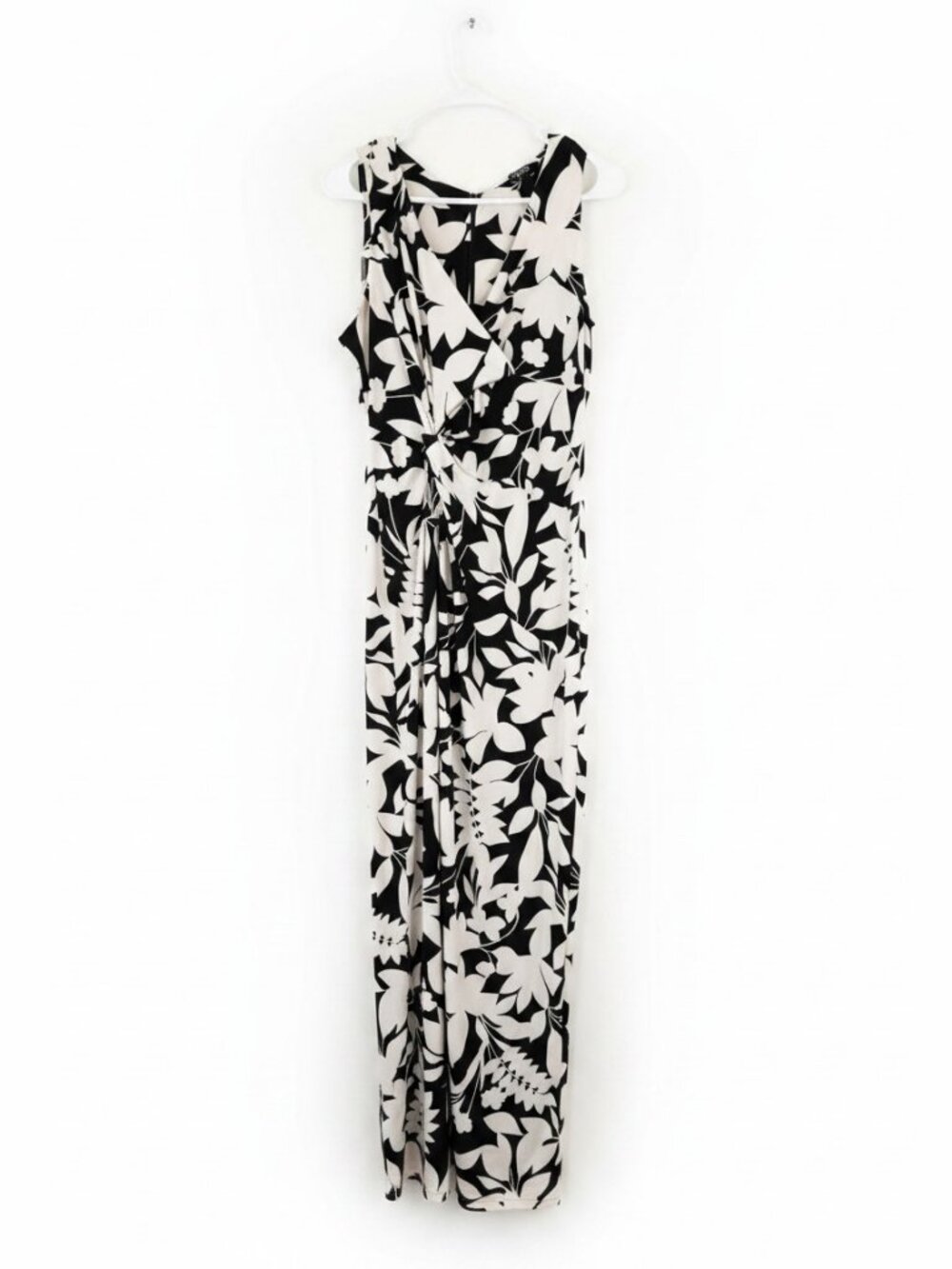 CHAPS Black White Floral Maxi Dress Size 10 Stretch Formal Wedding Guest - Picture 3 of 15